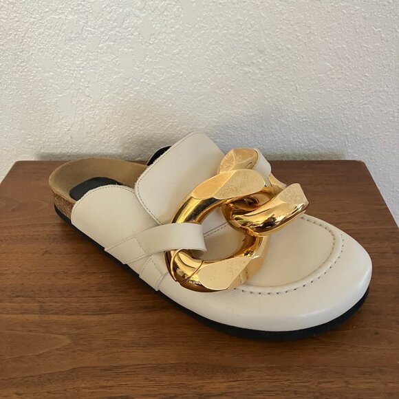 JW Anderson White Gold Chain Mule Clogs - Picture 5 of 9